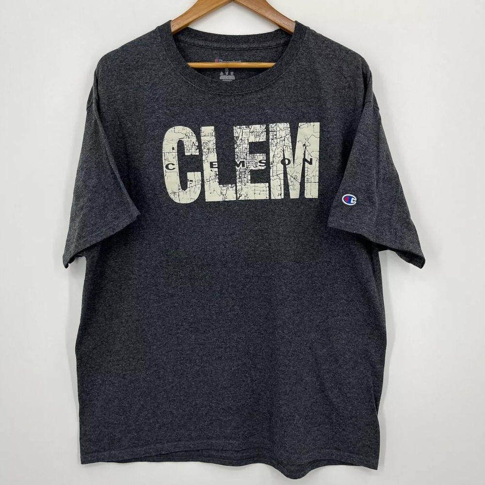 Champion Clemson Tigers NCAA Graphic T-Shirt Mens XL Charcoal Heather Tee